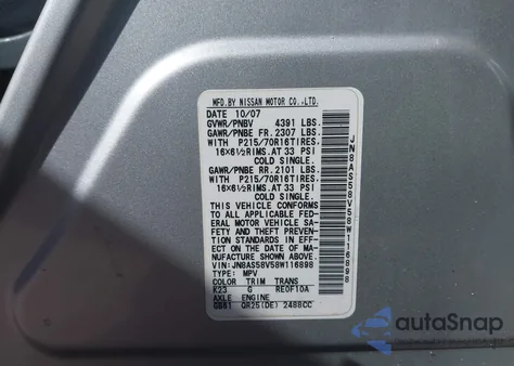 2008 Nissan Rogue S from USA, damaged, VIN JN8AS58V58W116898